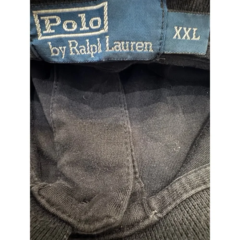 Vintage 90s Polo Ralph Lauren Black Knit Polo Shirt XXL 2XL Short Sleeve